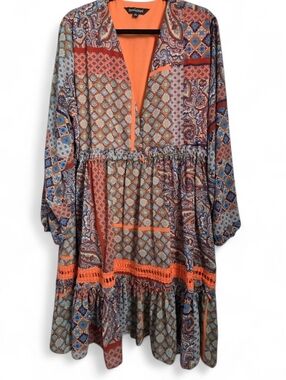 Davi & Dani Colorful Boho , Hippie  Embroidered Dress